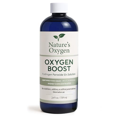 Nature's Oxygen 12% Hydrogen Peroxide, Food Grade Solution, Purified Water Formula, Natural Multi-Use Cleaner for Home, Kitchen, Laundry, Garden, and Surfaces – 24 oz