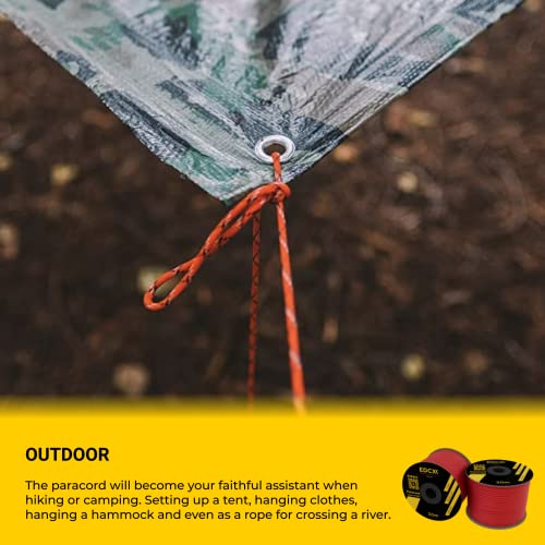 EdcX Paracord 4 mm, 35+ Volltonfarben (10 m, 15 m, 30 m, 50 m, 100 m, 300 m) | Ideal zum Basteln, Camping, Outdoor | 100% Nylonseil 4 mm| Nylon Paracord 550 Typ III (Red, 15 m)