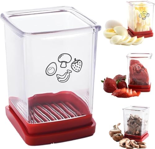 AItaf New Fruit and Vegetable Speed Slicer with Push Plate, Fruit Slicer Cup Egg Slicer Stainless Steel Banana Strawberry Cutter Kitchen Portable Slicing Tool Vegetables Cutting for Kitchen Gadget