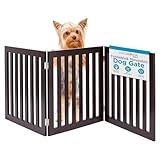 Internet's Best Traditional Pet Gate | 3 Panel | 24 Inch Step Over Fence | Free Standing Folding Z Shape Indoor Doorway Hall Stairs Dog Puppy Gate | Fully Assembled | Espresso | MDF