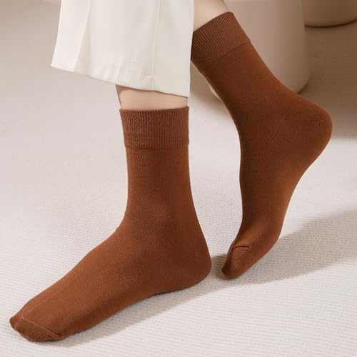 Josnown Crew Socks for Women, Thin Cotton Casual Soft Aesthetic Womens Socks 5 Pairs3