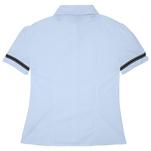 French Toast Big Girls' Short Sleeve Ribbon Bow Blouse, Light Blue, 18 #TOP2