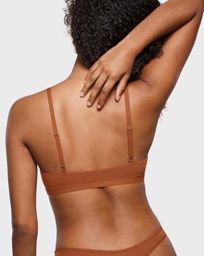 Image of INLYRIC Women's Inbarely Triangle Bralette Plunge Unlined Seamless Bra No Underwire Sexy Comfortable Everyday