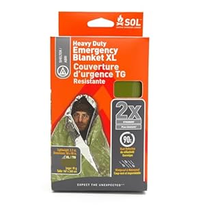 S.O.L. Survive Outdoors Longer 90% Heat Reflective Heavy-Duty Emergency Blanket – Thick, Rugged for Disaster Preparedness Kit – Waterproof, Windproof, Tear-Resistant – 58″ x 98″, 3.2 oz, Green