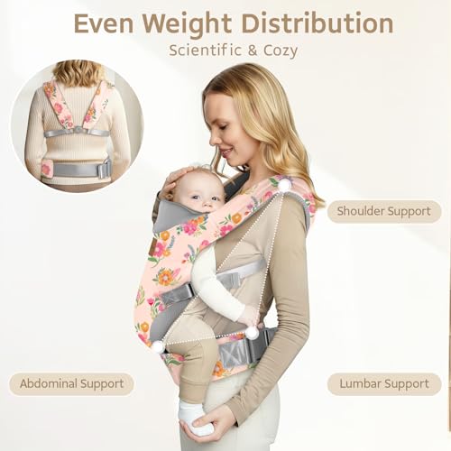 YooxArmor Baby Carrier, Ergonomic Adjustable Toddler Carriers for 7-33 Lbs, Cozy Lightweight Infant Carrier with Neck Support, Baby Chest Carriers with Lumbar Support for Parents (3-36 Months)