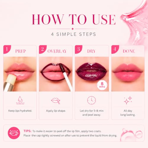 Image of Peel Off Lip Stain, Long Lasting Lip Tint Masque, Transfer-Resistant Smudge-Proof Matte Lip Stain, Natural-Looking Lip Color for Women, 6 Shades