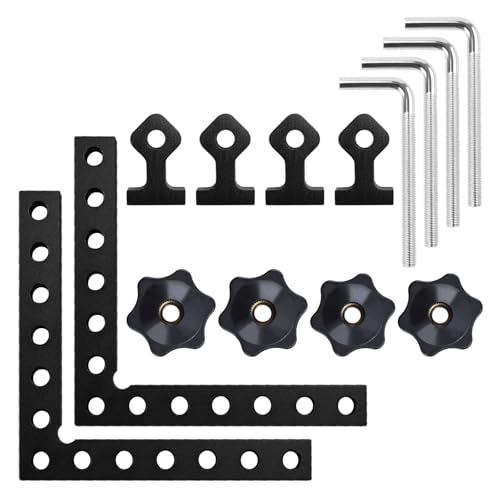 LYFJXX 2 Packs 90 Degree Right Angle Positioning Square Clamp, 14cm/5.5 in Aluminum Alloy Square Clamps for Woodworking Cabinet Drawer Picture Frame