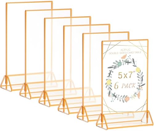 Floroom 6 Pack 4x6 Inch Clear Acrylic Sign Holders, Double-Sided Black