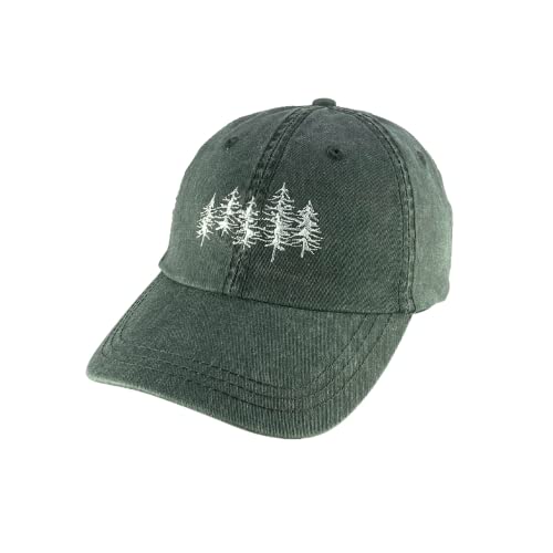 Baseball Cap With Trees, Unisex Low Profile Cotton Washed Hat For Men Or Women, Green Nature Gift For Him Or Her, Camping Hiking Outdoors Dad Hat #TOP13
