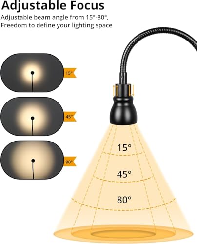 CeSunlight Zoomable Clip on Light, Clamp Reading Light for Dorm Bed Headboard, Dimmable Spotlight with 3 Color Temperature Options, 10 Dimmable
