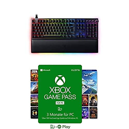 Razer Huntsman V2 (Analog Switch) - Gaming Tastatur mit analogen, opto-mechanischen Schaltern (Handballenauflage, digitaler Drehregler, Medientasten, Chroma RGB) QWERTZ | DE-Layout, Schwarz