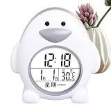 Despertador del pingüino, lindo despertador,Reloj de escritorio de dibujos animados en forma de pingüino | Reloj despertador digital silencioso, reloj para niños que se puede despertar con pantalla de