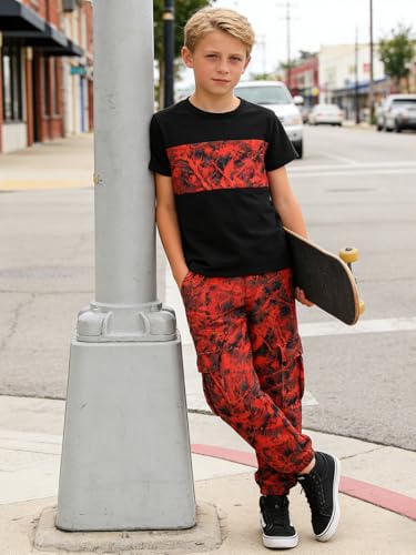 Image of 5-12 Years Boys Clothing Set Camo Hoodie & Cargo Pants Outfits Set 2025 Fashion Clothing