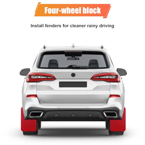 Image of ZIMISI 4PCS Universal Car Mud Flaps, Bendable Splash Guards with Fastener Rivet Clips, Flexible Truck Front & Rear Mudguard, Car Exterior Dirty Fenders Accessories for Pickup, SUV (Red)