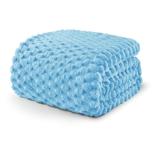 Image of Exclusivo Mezcla 3D Fleece Twin Size Blanket for Bed, Blue | Extra Soft Fuzzy Plush Lightweight Bed Blankets, Cozy Fluffy Decorative Blankets for All Seasons, 60x80 Inches