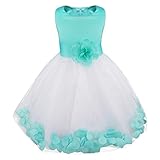 iEFiEL Girls Kids Wedding Party Darling Petals Bowknot Flower Dress Turquoise 2