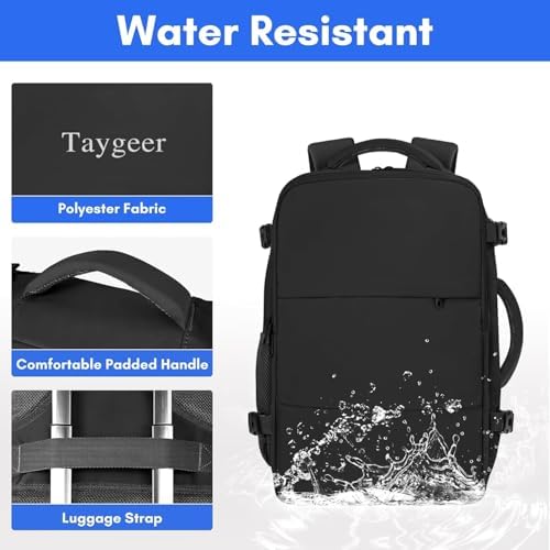 Travel Laptop Backpack, Airplane Approved Travel Backpack Suitcase For Men Women, Lightweight College 35l Luggage Bag 15.6 inch Laptop Backpack Gifts For Casual Business, Black — view 4