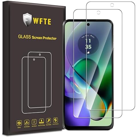 WFTE 2-Pack Tempered Glass Protector for Moto G54 Cover