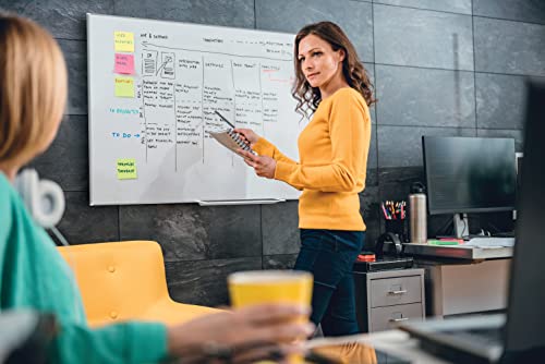 Nobo Magnetisches Emaillle-Whiteboard mit Stiftablage, 900 x 600 mm, Schlanker Zierrahmen, InvisaMount-Montagesystem, Impression Pro, Weiß, 1915395