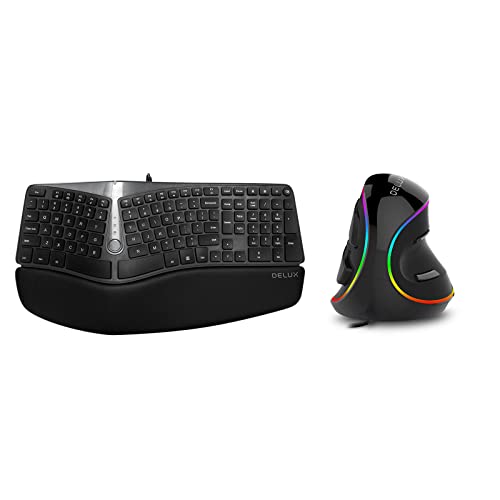 Delux Wired Ergonomic Keyboard Gm901U And Vertical Mouse M618Plus Rgb #TOP24