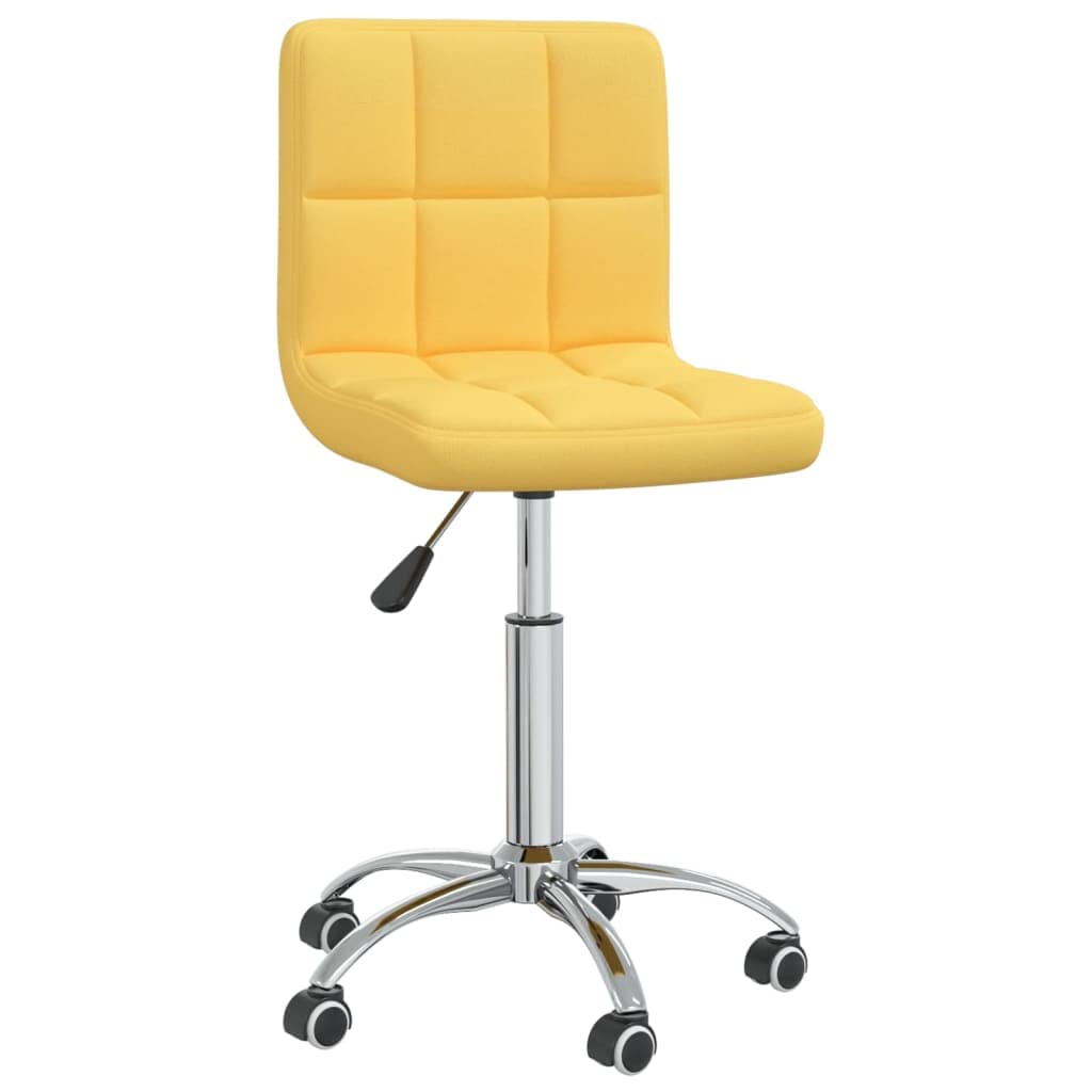 Bürostuhl, drehbar, verstellbar, Senfgelb, mit Gashebemechanismus und 360-Grad-Rollen, mit weichem Stoff bezogen und gepolstert, für ergonomischen Schreibtisch