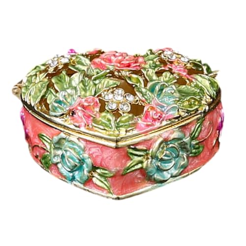 Boîte à bijoux florale émaillée en alliage sculpté pour bague et bracelet