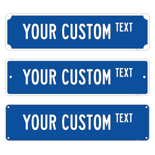 Custom Street Sign, Personalized Street Sign, Customizable Novelty Road Blue Background Sign, 42x12 Inches, ACM, Made in USA by Sigo Signs
