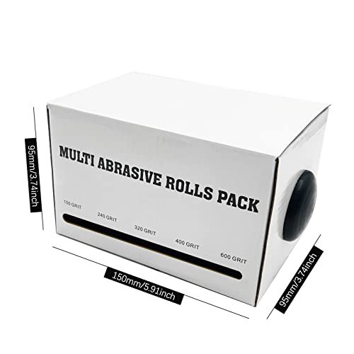 LYFJXX Emery Cloth Roll, 5 Grits Abrasive Sand Paper Set, 150 240 320 400 600 Grit Sandpaper Rolls for Wood Metal Polishing with Dispenser, Each Roll (6M) - Image 4