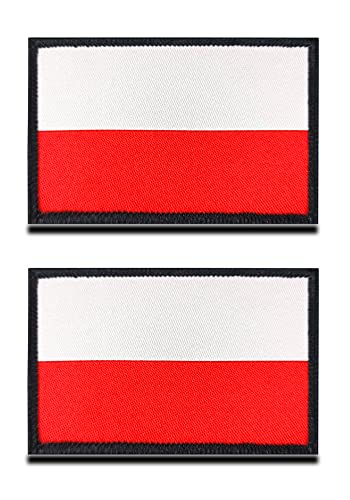 2 St. Polen Flagge Patch - Taktisch Polieren Nationales Emblem, Bestickter Aufnäher mit Verschluss, Militär Bänder für Rucksäcke Football Kleidung Taschen Uniform Weste Jersey