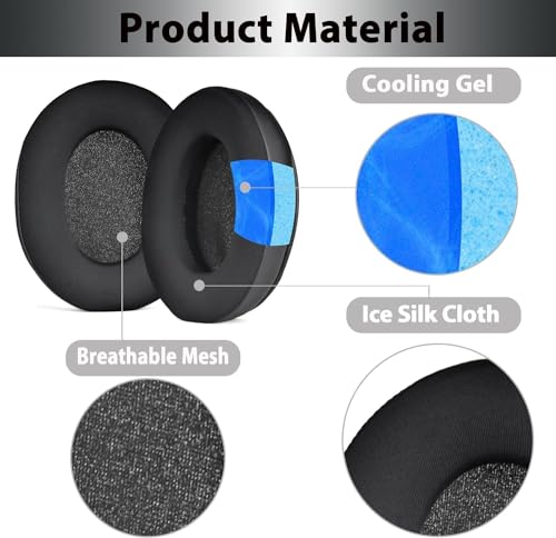 Image of XB900N Earpads Cushion Compatible with Sony WH-XB900N, WH-CH710N Headphones, Ear Pads with Soft Protein Leather High-Density Noise Cancelling Memory Foam Replacement Earmuffs - Black