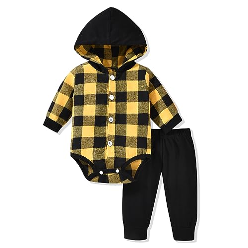 Image of Aalizzwell Baby Boys Fall Buffalo Plaid Outfit