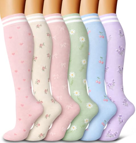 Image of 6 Pack Copper Compression Socks for Women and Men Circulation-Best Support for Medical,Running,Nursing,Athletic