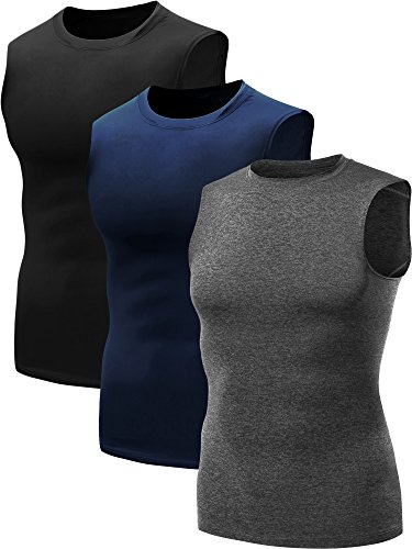 Neleus Men's 3 Pack Compression Shirt Sport Athletic Workout Tank Top,02,Black,Grey,Navy Blue,Xl,Tag 2Xl #TOP5