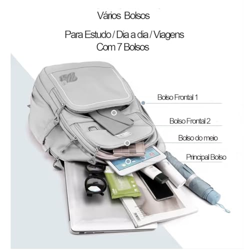Mochila Fofa Feminina De Costas Bolsa Impermeável Escolar Leve Escolar Viagem Trabalho Faculdade Pas