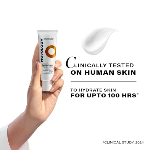 Image of Novology SPF 50 PA++++ Hydrating Sheer Sunscreen With 4.5% Niacinamide for Dry Skin| No White Cast, Non Sticky | 50 g