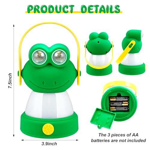 VIHOSE 2 Set Animal LED Camping Lantern and Headlamp 4 Pcs Animal Themed Camping Equipment Room Nightlight Battery Powered Night Light for Emergency, Hurricane, Lightweight Tent Lamp(Frog, Owl) - Thumbnail 2