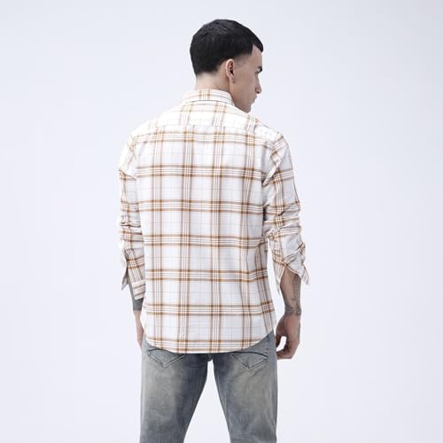 Image of BASICS 100% Cotton Checked Shirt for Men | Slim Fit | Everyday Smart Casual Wear | Full Sleeve