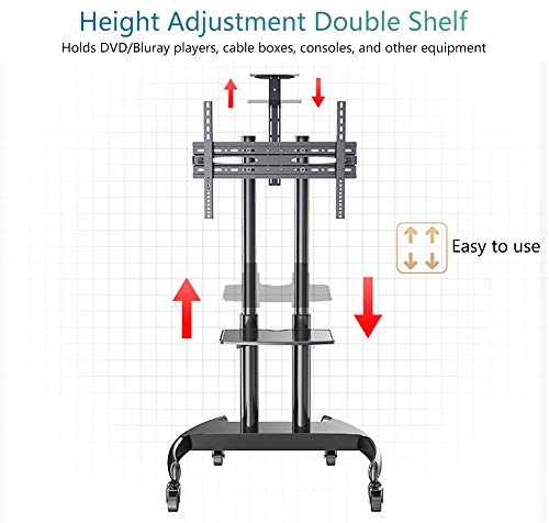 Soporte TV móvil ajustable con estantes y base resistente miniatura 5