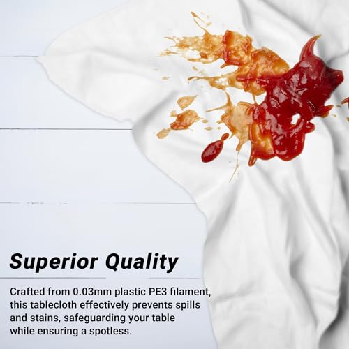 4 Packs White Plastic Tablecloth, Sturdy Disposable Table Cloth, 54 X 108 Inches Paper Table Cloths for Parties Disposable, Effortless Cleanup for Picnic Table Cloths Parties Birthday and Any Occasion - Thumbnail 4
