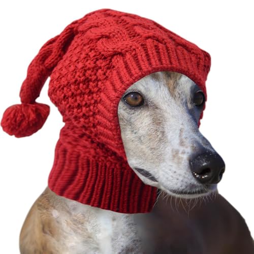 AttRex ペット帽子 犬猫用ニット帽 秋冬 被り物 可愛い 防寒 あったか ドッグウェア 小型犬 中型犬 ハット コスプレ クリスマス 誕生日 お出かけ プレゼント (L,レッド)