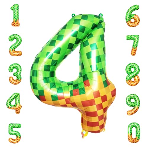 40 Inch Pixelated Number 4 Foil Balloon for 4th Anniversary Birthday Decor