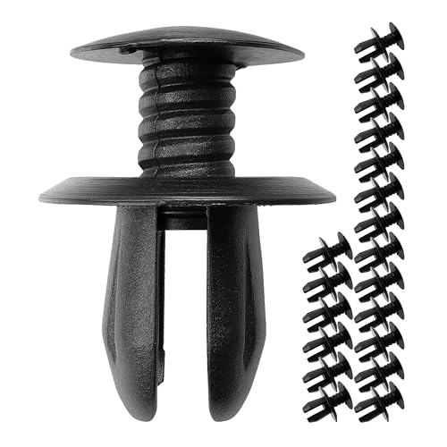 Auto Schrauben Spreiznieten, 20 Stück, Ø 10 mm Stift, Ø 18 mm Kopf, in Schwarz, aus Kunststoff, Türverkleidung Clips, KFZ Retainer Clip, Leiste Kunststoff Nieten, Zierleisten Plastikklips Vorne Hinten