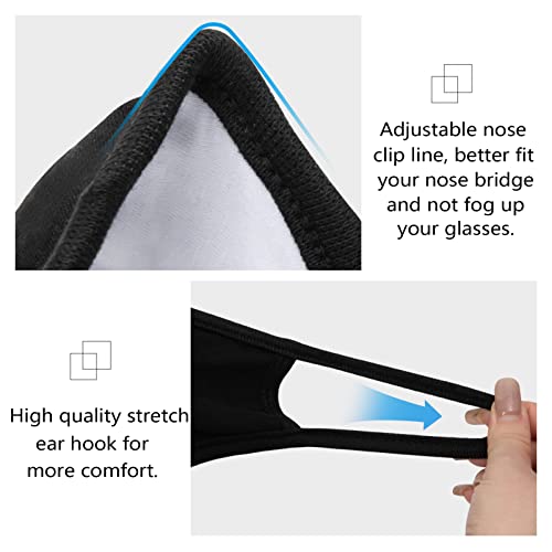 Extreme Comfort Cotton Black _Masks Cloth With Nose Bridge Wire- Reusable Washable Black Face _Mask For Women Men Home Office Work Outdoors (8-Pack) #TOP2
