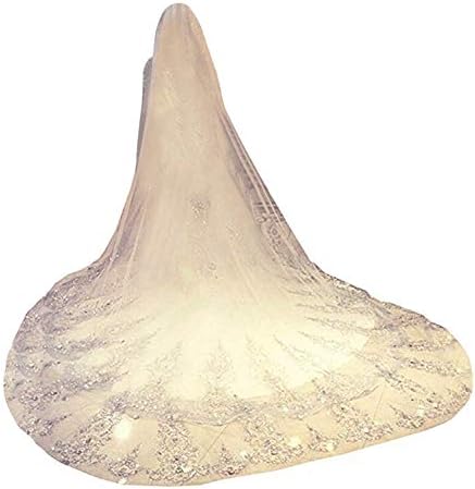 ElieHouse 1 Tier Cathedral Sequin Lace Wedding Bridal Veil With Metal Comb E63 Ivory