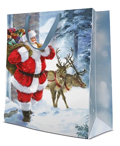Sac cadeau de Noël doré anti-déchirure grand format 30x12x41cm