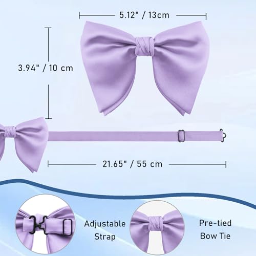 Image of Luckyvestir Oversized Bow Ties for Men, Pre Tied Clip on Men's Black Bowtie for Wedding Tuxedo Banquets Formal Wear