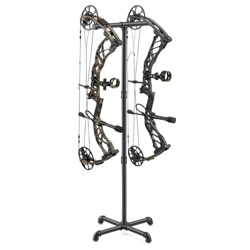 LEIFIDE Archery Bow Stand, 45'' Height Stable Recurve Bow Stand Portable Bows Rest Stock Foldable Rack Holder Legs for Longbow Archery, Black