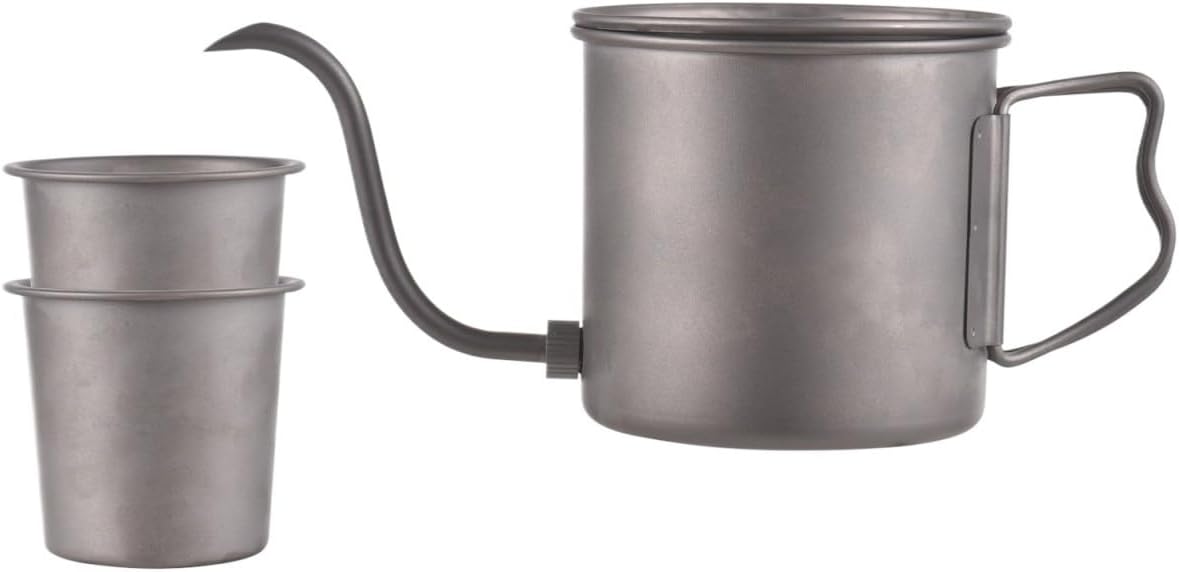 400ml Titanium Coffee Pour Over Kettle Mini Tea Water Camping Pot Stove Top Gooseneck Traveling