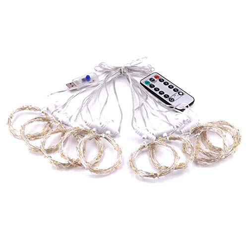 XINGSd Curtain Lights, 1.5u00d72M USB Powered Fairy String Lights, 210LED Remote Control Waterfall Lights