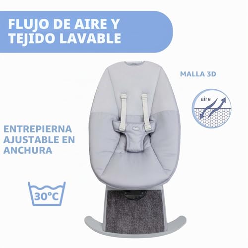 Miniatura 6 de Chicco Comfy Wave - Tumbona Electrónica, Columpio Electrónico Para Niños, Con Movimientos Y Melodías, Respaldo Reclinable, Tejido Transpirable Y Desenfundable, Barra De Juegos, Tumbona Para Bebé, 0